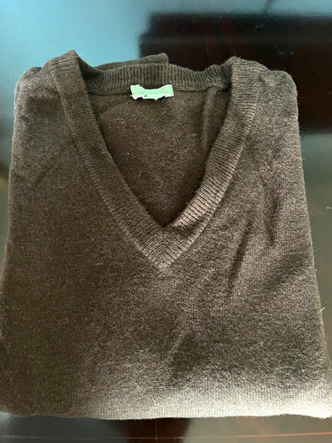 Men brown wool - knit, v-neck