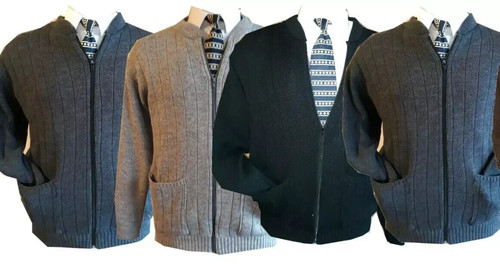 Big zip plain cardigans - big, up