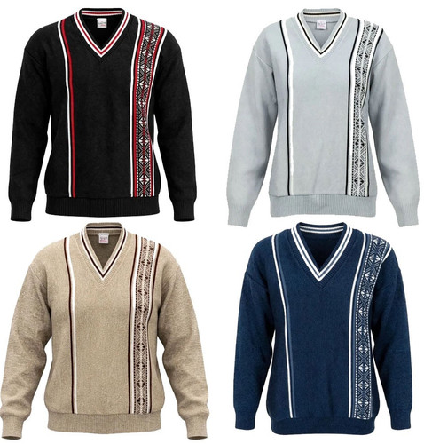 Men long sleeves neck jumper - long, v