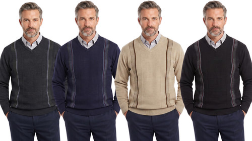 Mens neck knitted jumper - v,