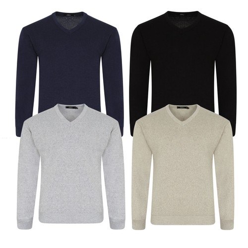 Mens plain knitted neck - v,