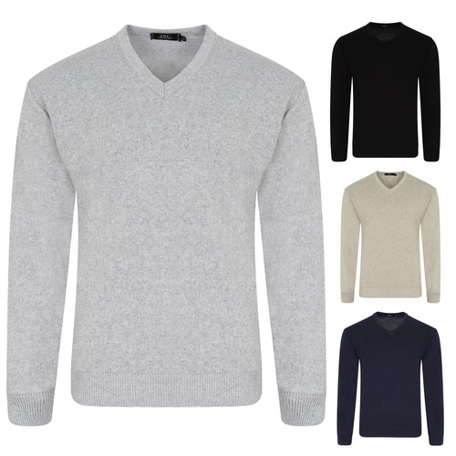 Mens neck jumper knitted - v,