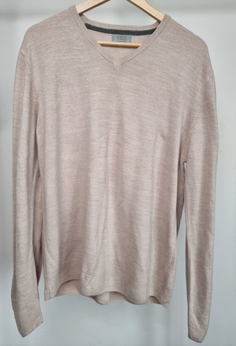 Men beige v neck - beige, jumper