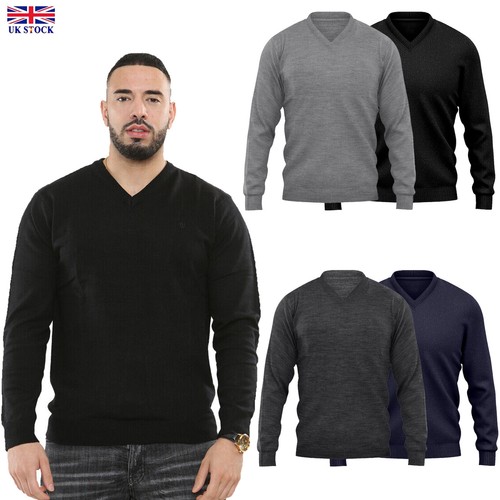 Mens neck jumper long sleeve - v,