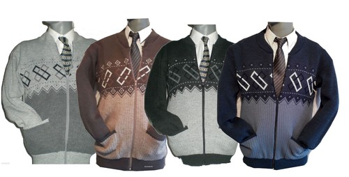 Mens zip pattern cardigan - zip, up
