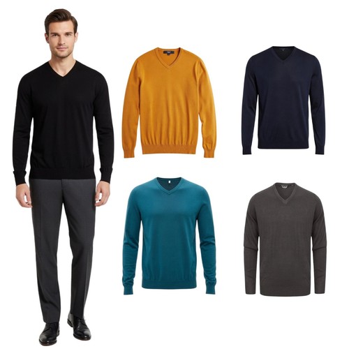 Mens jumper neck - v, –